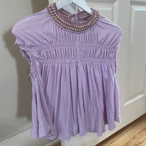 Free people mother of pearl lavender top